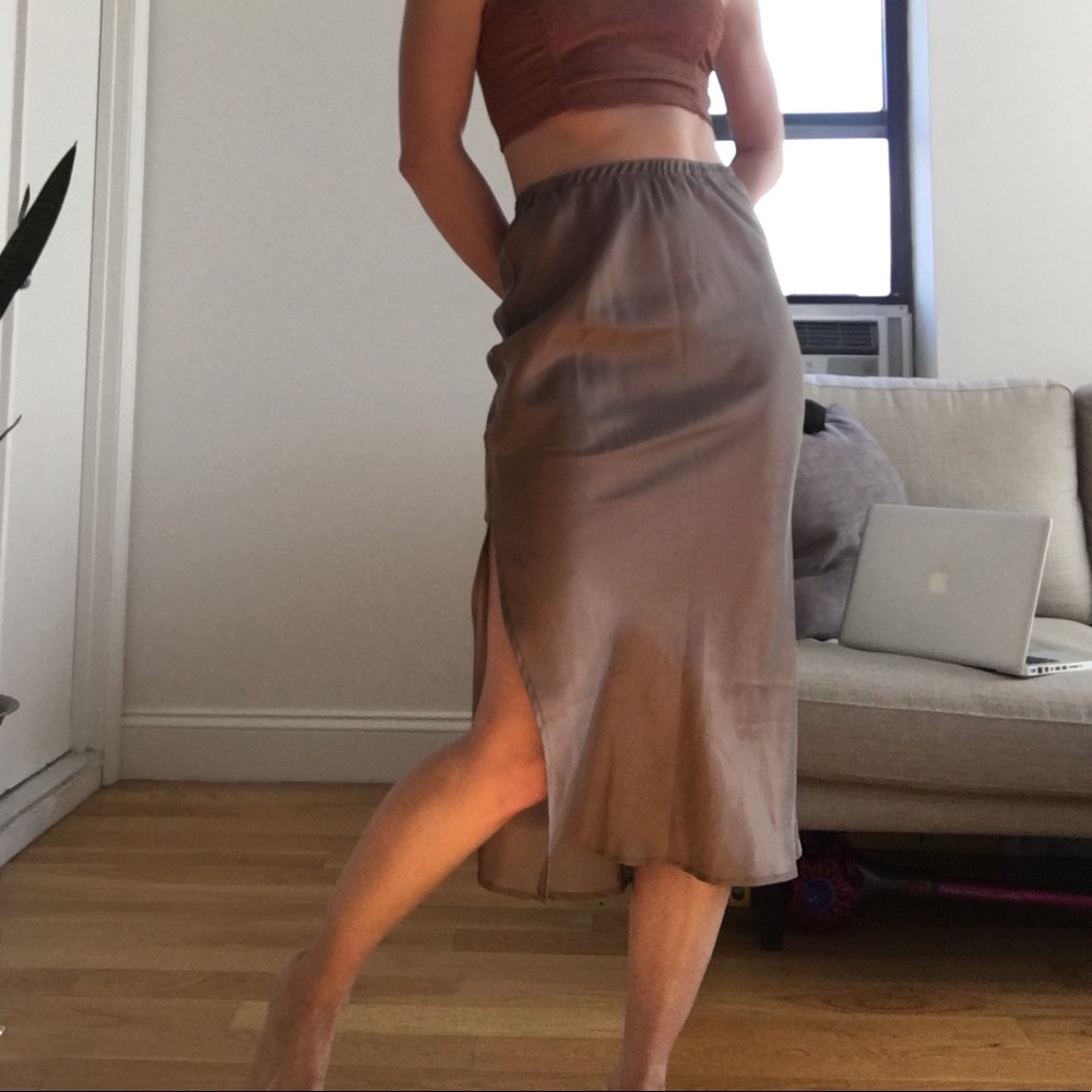 Silk midi skirt